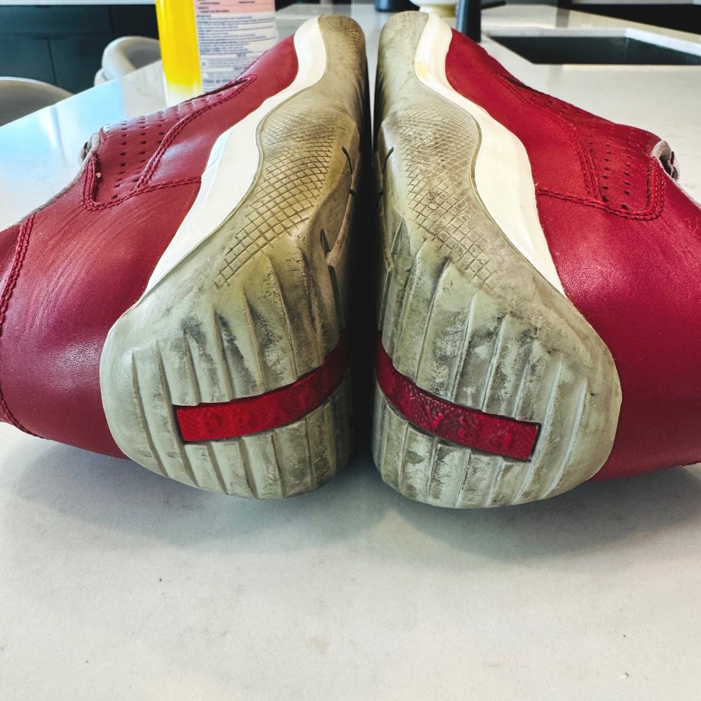 Prada Americas Cup Men 12 Red Leather Sneaker Low Top Trainers Athleisure Sporty - Picture 9 of 14